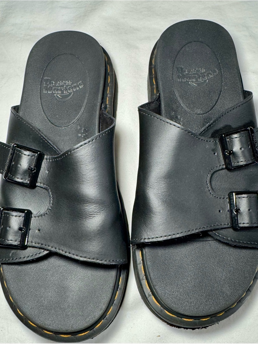 Doc Dr. Martens Dax Black Double Strap Buckle Slide Sandals Men’s Size 10